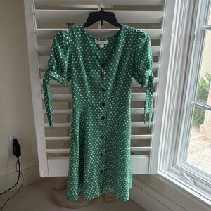 Elegant Green Polka Dot Midi Dress